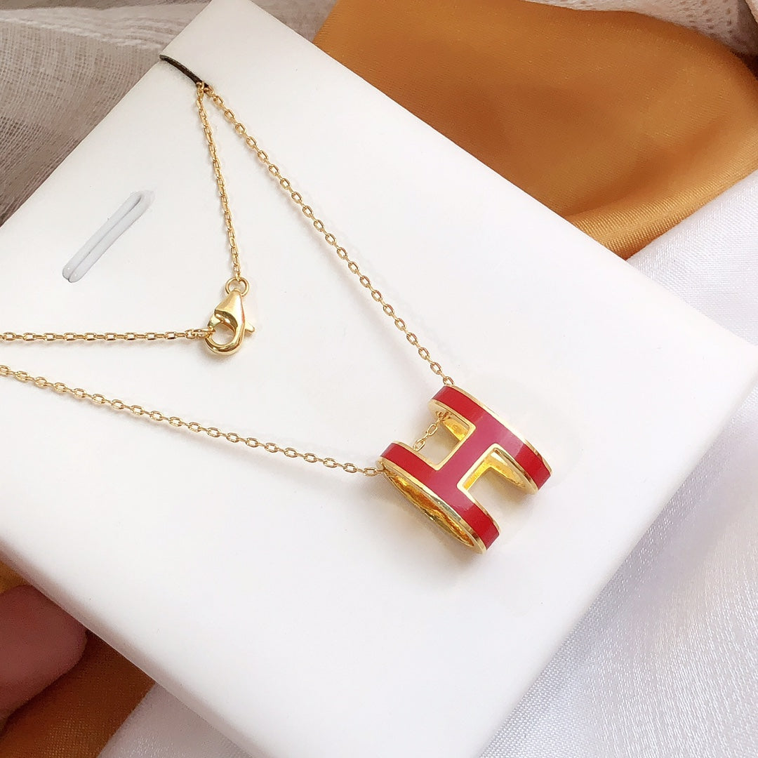 ¡®Moco¡¯HM CLIC RED ENAMEL GOLD NECKLACE