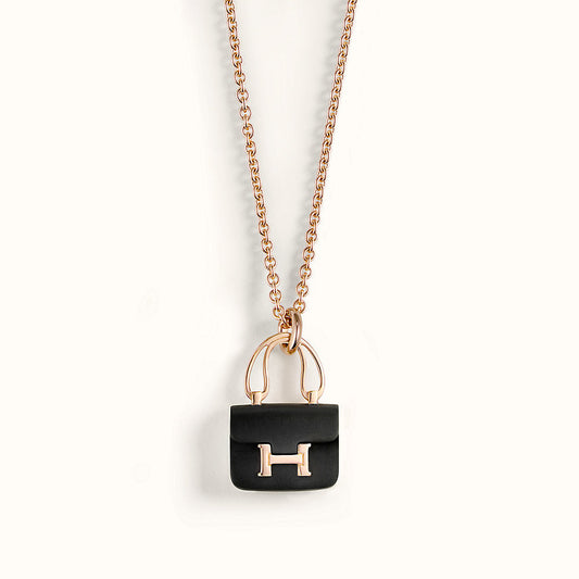 ¡®Moco¡¯CONSTANCE BLACK PEDANT PINK GOLD NECKLACE