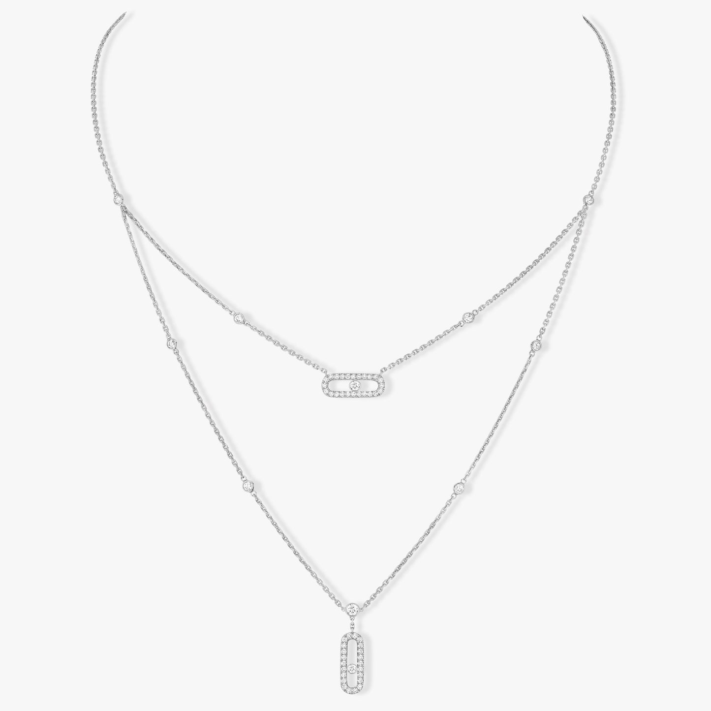 [moco jewelrys ]MOVE 2 ROW DIAMOND NECKLACE