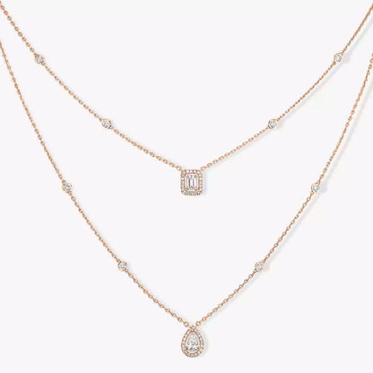 [moco jewelrys ]Diamond Necklace My Twin 2 Rows