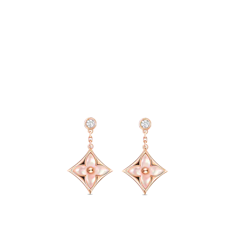 ¡®Moco¡¯DOUBLE STAR PINK GOLD MOP DROP EARRINGS