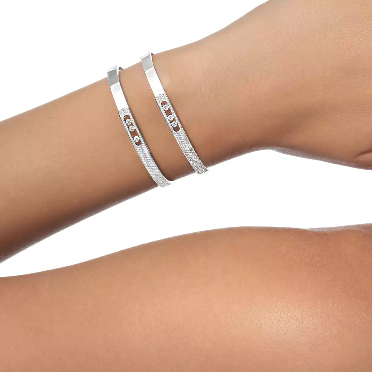 [moco jewelrys ]Move Noa Rose Gold Pavé Diamond Bangle Bracelet