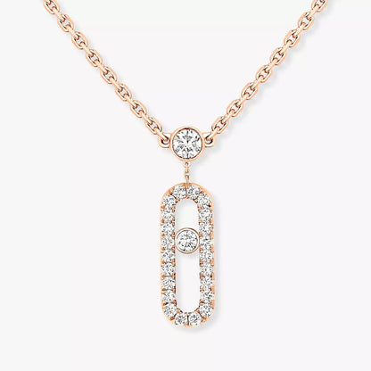 [moco jewelrys ]2 Rows Rose Gold Diamond Pave_ Necklace Move Uno