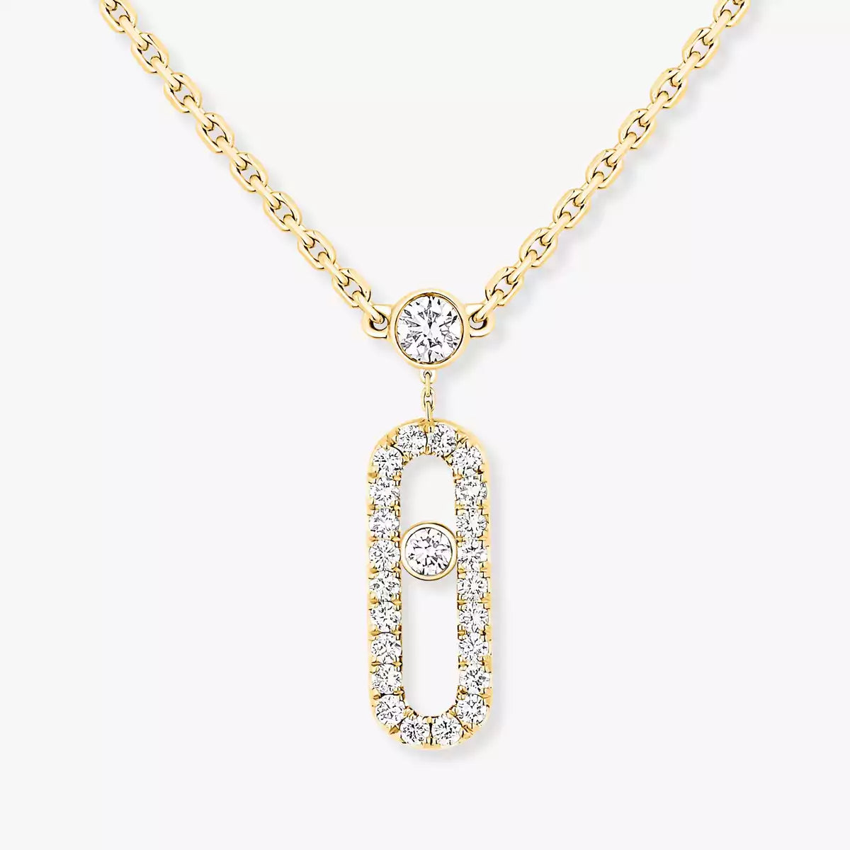 [moco jewelrys ]2 Rows Rose Gold Diamond Pave_ Necklace Move Uno
