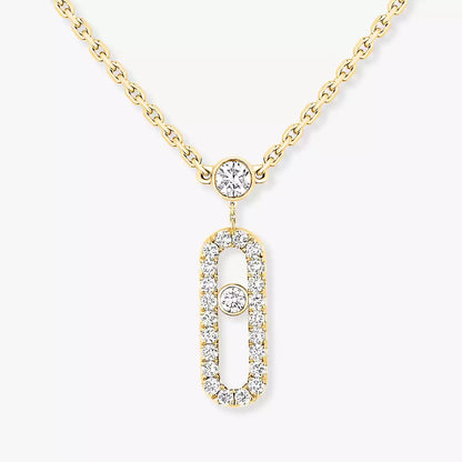 [moco jewelrys ]2 Rows Rose Gold Diamond Pave_ Necklace Move Uno