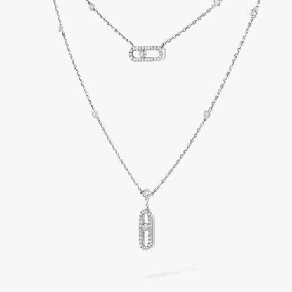 [moco jewelrys ]2 Rows Rose Gold Diamond Pave_ Necklace Move Uno