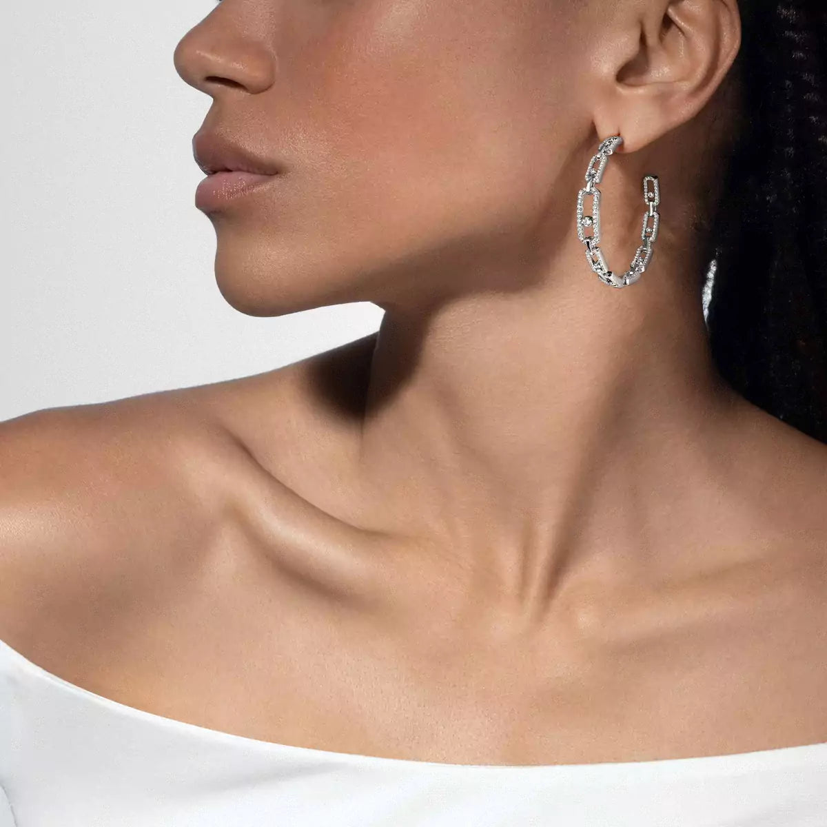 [[moco jewelrys ]Move Link Diamond Hoop Earrings
