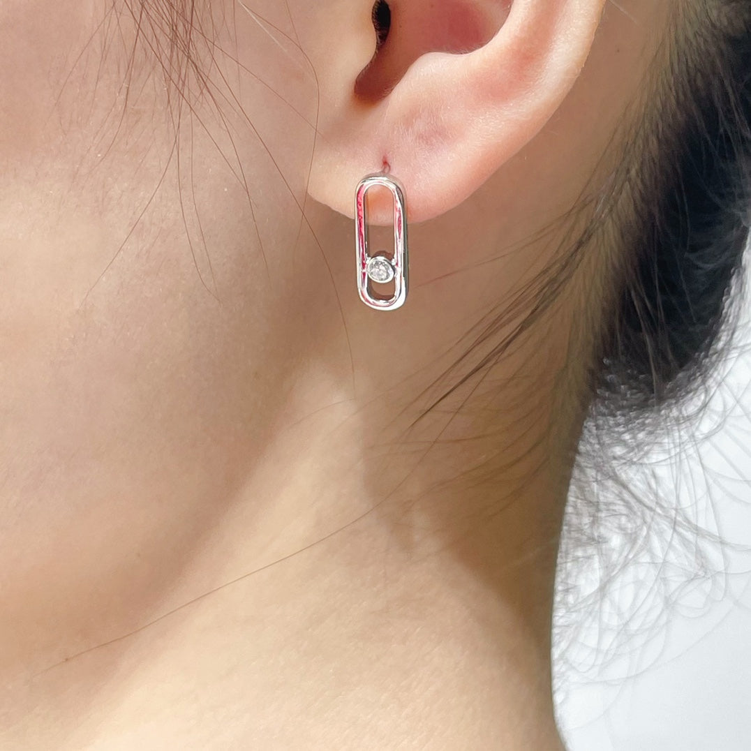 [moco jewelrys ]MOVE UNO SMALL 1 DIAMOND EARRINGS